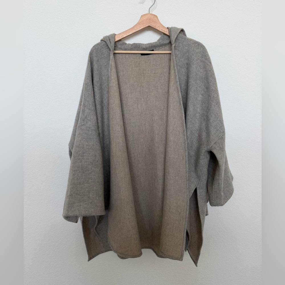 Alonpi Cashmere Cardigan with Scarf Gray Beige 100% Cashmere Luxury - Picture 2 of 9